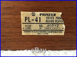 VINTAGE Pioneer PL-41 Belt Drive Record Player