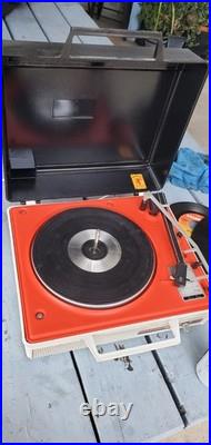 VTG 1960's Orange General Electric Automatic Portable Record Player V638H Works