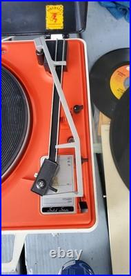 VTG 1960's Orange General Electric Automatic Portable Record Player V638H Works