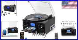 Versatile Vinyl, CD, and Bluetooth Player 9-in-1 Audio Experience in Black
