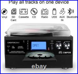 Versatile Vinyl, CD, and Bluetooth Player 9-in-1 Audio Experience in Black
