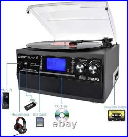 Versatile Vinyl, CD, and Bluetooth Player 9-in-1 Audio Experience in Black