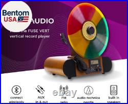 Vert Vertical Vinyl Record Player FM Radio, Bluetooth, AUX, USB Alarm Clock