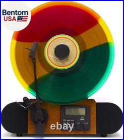 Vert Vertical Vinyl Record Player FM Radio, Bluetooth, AUX, USB Alarm Clock