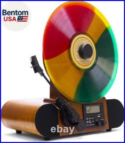 Vert Vertical Vinyl Record Player FM Radio, Bluetooth, AUX, USB Alarm Clock