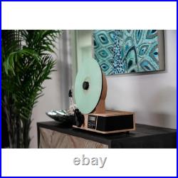 Vertical Vinyl Record Player With Radio Bluetooth Alarm Clock Bamboo Fuse Wrap