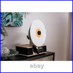 Vertical Vinyl Record Player With Radio Bluetooth Alarm Clock Bamboo Fuse Wrap