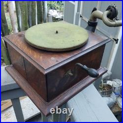 Victor Victrola VV-1V Antique Phonograph Record Player Oak Parts Or Repair Nice