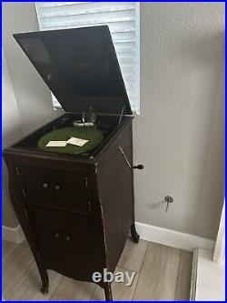 Victor Victrola phonograph record player in cabinet Victor Victrola phonograph record player in cabinet