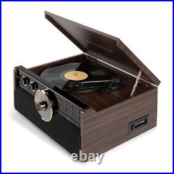 Victrola 6-In-1 Wood Empire Record Player 3-Speed Turntable CD Cassette & Radio
