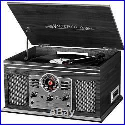 Victrola 6-in-1 Nostalgic Bluetooth Record Player with CD, Cassette and Radio