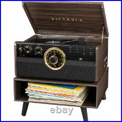 Victrola 6-in-1 Wood Bluetooth Mid Century Record Player 3-Speed Turntable with