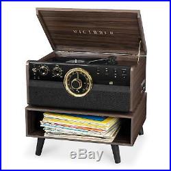 Victrola 6-in-1 Wood Bluetooth Retro Record Player Turntable with Storage Stand