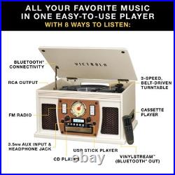 Victrola 8 in 1 Bluetooth Record Player Multimedia Center Turntable Mahogany