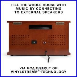 Victrola 8 in 1 Bluetooth Record Player Multimedia Center Turntable Mahogany