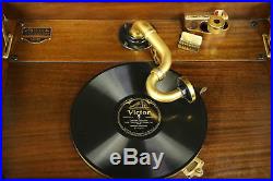 Victrola Antique Phonograph, Credenza Model Victor Mahogany Record Player #30345