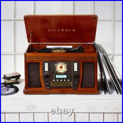 Victrola Aviator 8-in-1 Bluetooth Record Player in Mahogany Factory Direct