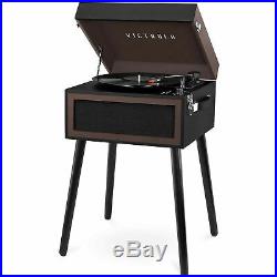 Victrola Bluetooth Record Player Stand with 3-Speed Turntable Black and Brown