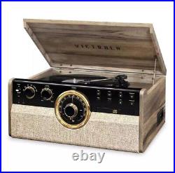 Victrola Empire Mid-Century 6-in-1 Turntable with 3 Speed Record Walnut