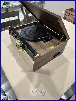 Victrola Empire Mid-Century 6-in-1 Turntable with 3 Speed Record Walnut