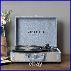 Victrola Journey+ Bluetooth Suitcase Record Player Turntable Light Denim Blue