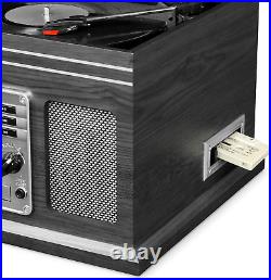 Victrola Nostalgic 6-In-1 Bluetooth Record Player Multimedia Center Grey Wood