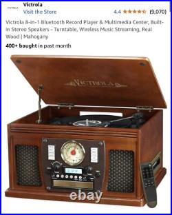 Victrola Nostalgic 6-in-1 Bluetooth Record Player Multimedia Center Mahogany