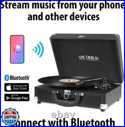 Victrola Parker Bluetooth Suitcase Record Player with 3-speed Turntable, Blac Victrola Parker Bluetooth Suitcase Record Player with 3-speed Turntable, Blac
