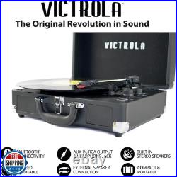 Victrola Parker Bluetooth Suitcase Record Player with 3-speed Turntable, Blac Victrola Parker Bluetooth Suitcase Record Player with 3-speed Turntable, Blac