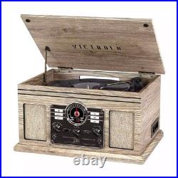 Victrola Quincy 6-in-1 Nostalgic Record Player Farmhouse Oatmeal
