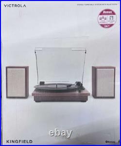 Victrola The Kingfield Bluetooth Record Player Shelf System with Bookshelf