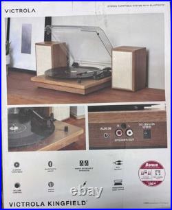 Victrola The Kingfield Bluetooth Record Player Shelf System with Bookshelf