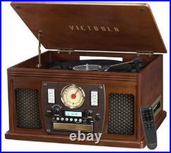 Victrola VTA-600B-ESP 8-in-1 Nostalgic Record Player with Turntable Espresso