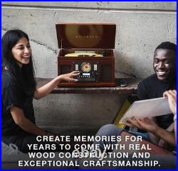 Victrola VTA-600B-ESP 8-in-1 Nostalgic Record Player with Turntable Espresso