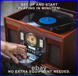 Victrola VTA-600B-ESP 8-in-1 Nostalgic Record Player with Turntable Espresso