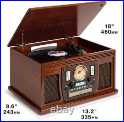 Victrola VTA-600B-ESP 8-in-1 Nostalgic Record Player with Turntable Espresso