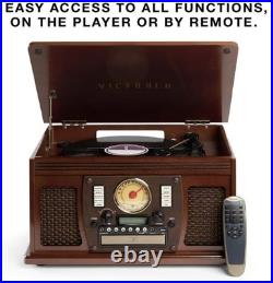 Victrola VTA-600B-ESP 8-in-1 Nostalgic Record Player with Turntable Espresso