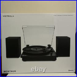 Victrola montauk bluetooth turntable vinyl record player system black