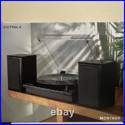 Victrola montauk bluetooth turntable vinyl record player system black