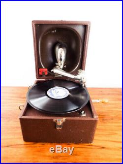 Vintage 1920s Decca Gramophone Trench Phonograph HMV Portable Record Player