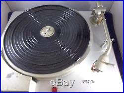 Vintage 1960s Empire Troubador 398 Turntable Record Player Works Needs Belt