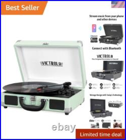 Vintage 3-Speed Bluetooth Suitcase Record Player with Built-in Speakers