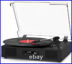 Vintage 3-Speed Bluetooth Vinyl Record Player Turntable with Built-in Stereo Spe