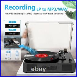 Vintage 3-Speed Bluetooth Vinyl Record Player Turntable with Built-in Stereo Spe