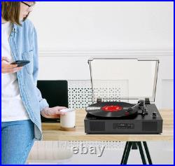 Vintage 3-Speed Bluetooth Vinyl Record Player Turntable with Built-in Stereo Spe Vintage 3-Speed Bluetooth Vinyl Record Player Turntable with Built-in Stereo Spe