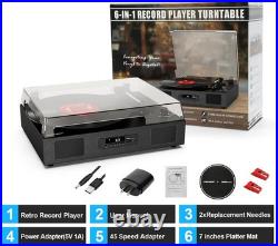 Vintage 3-Speed Bluetooth Vinyl Record Player Turntable with Built-in Stereo Spe