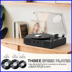 Vintage 3-Speed Bluetooth Vinyl Record Player Turntable with Built-in Stereo Spe Vintage 3-Speed Bluetooth Vinyl Record Player Turntable with Built-in Stereo Spe