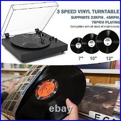 Vintage 3-Speed Turntable Bluetooth Input Record Player Vinyl Record Player