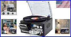 Vintage 9-in-1 Record Player Turntable with Bluetooth, CD, Cassette, USB, SD