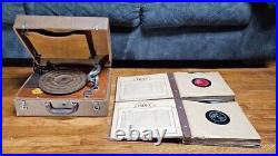 Vintage Antique Birch Model 600 Phonograph Victrola Crank Record Player Portable